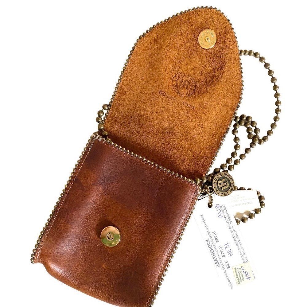 Leatherock Semi Precious Stone Leather Crossbody Swarovski Elements Brown HE31 - Picture 11 of 16